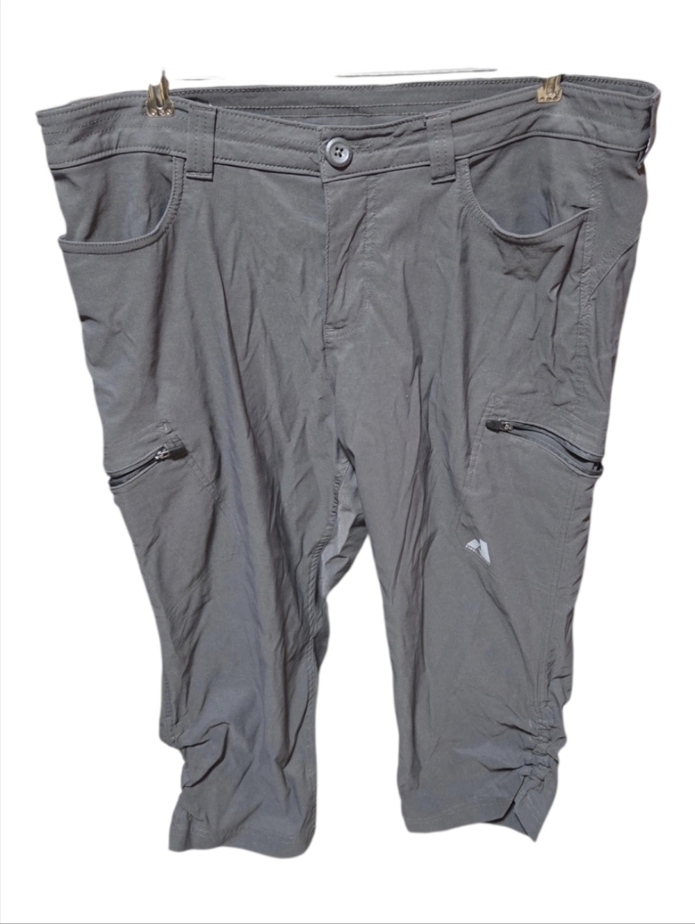 Eddie Bauer First Ascent Pants Womens 12 Gray Capri Hiking Outdoor Nylon Stretch